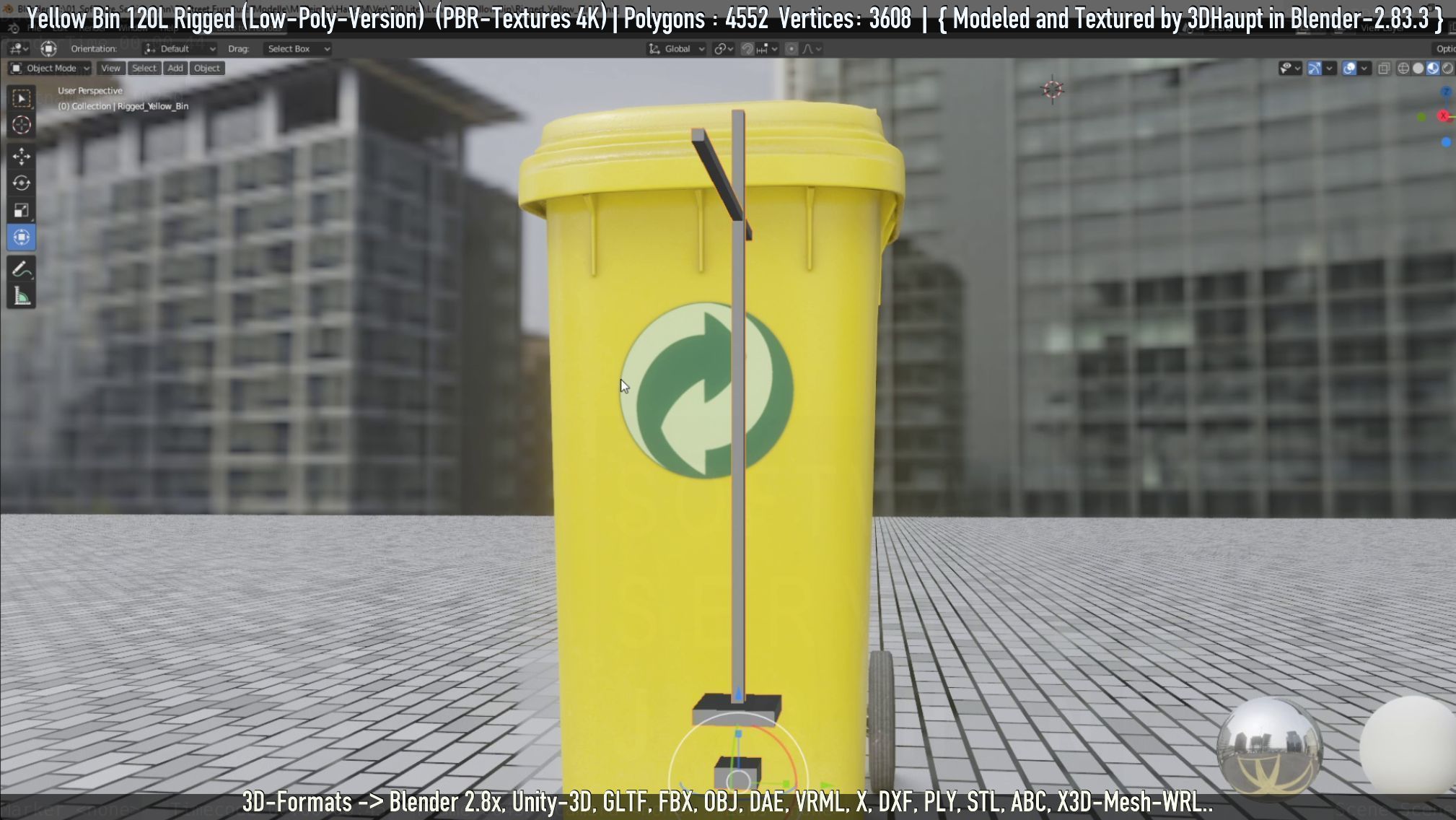 Yellow Bin 120L Low-Poly-Version Rigged Low-poly 3D model_4
