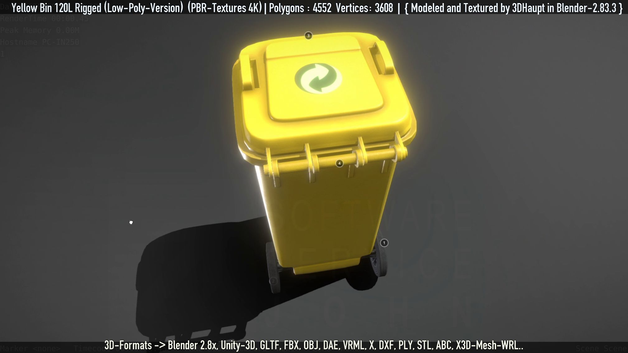 Yellow Bin 120L Low-Poly-Version Rigged Low-poly 3D model_46