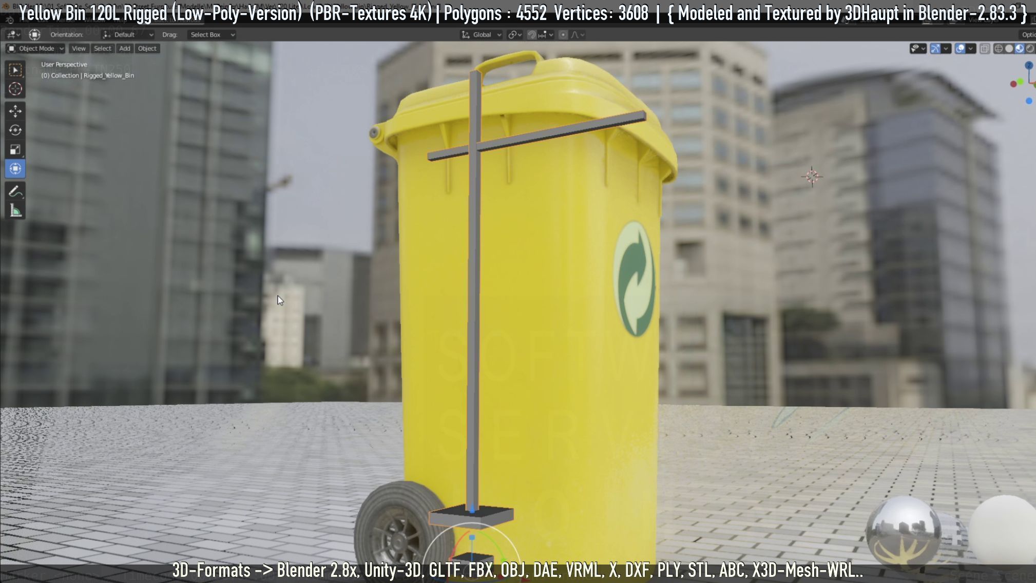 Yellow Bin 120L Low-Poly-Version Rigged Low-poly 3D model_8