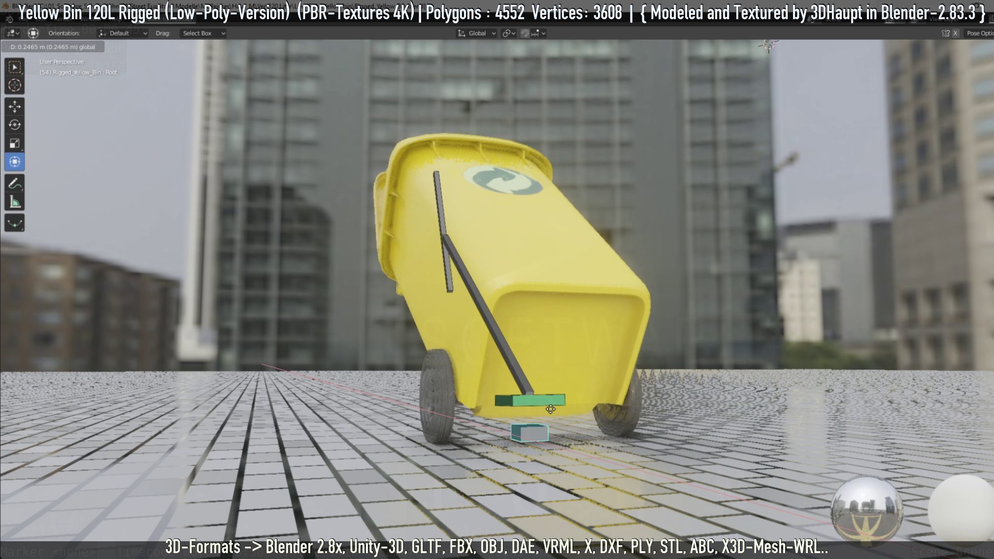 Yellow Bin 120L Low-Poly-Version Rigged Low-poly 3D model_28