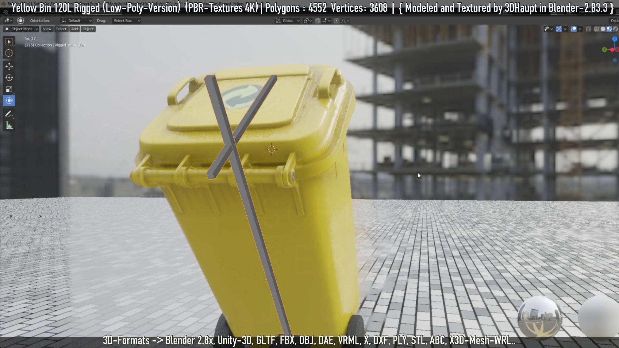 Yellow Bin 120L Low-Poly-Version Rigged Low-poly 3D model_22