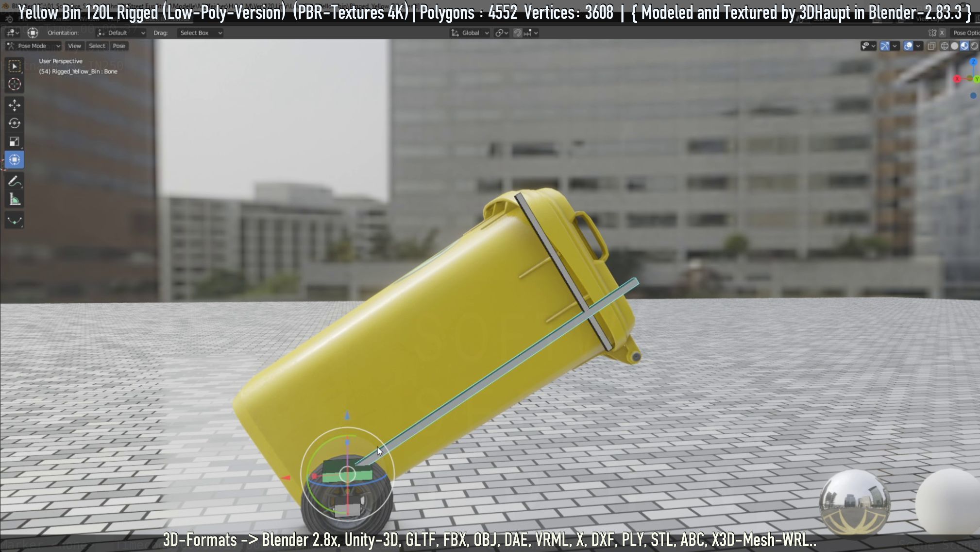 Yellow Bin 120L Low-Poly-Version Rigged Low-poly 3D model_62