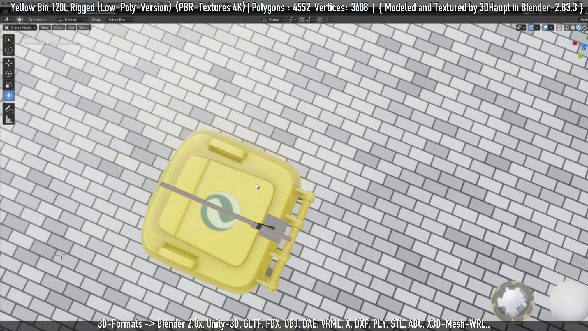 Yellow Bin 120L Low-Poly-Version Rigged Low-poly 3D model_79