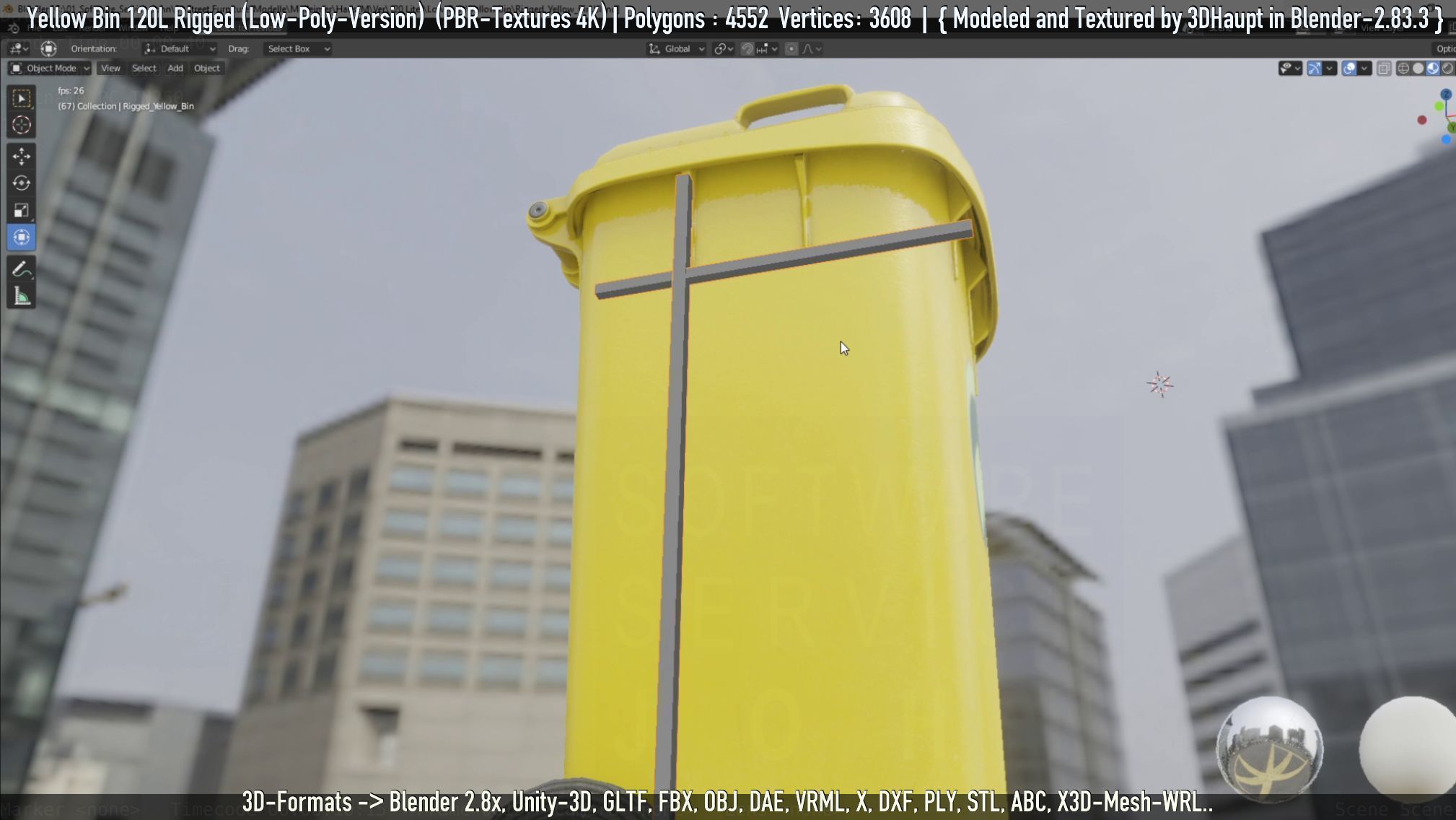 Yellow Bin 120L Low-Poly-Version Rigged Low-poly 3D model_80