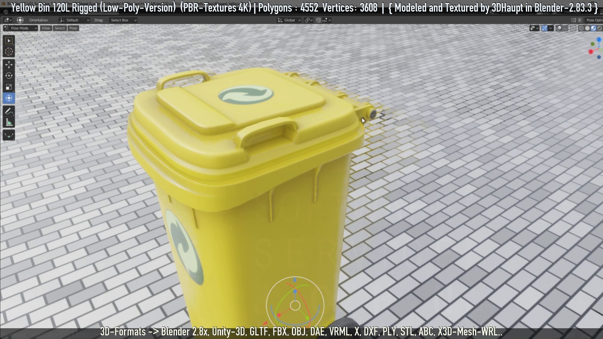 Yellow Bin 120L Low-Poly-Version Rigged Low-poly 3D model_63