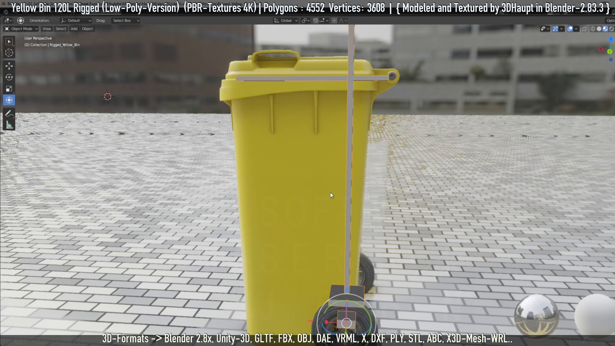 Yellow Bin 120L Low-Poly-Version Rigged Low-poly 3D model_5