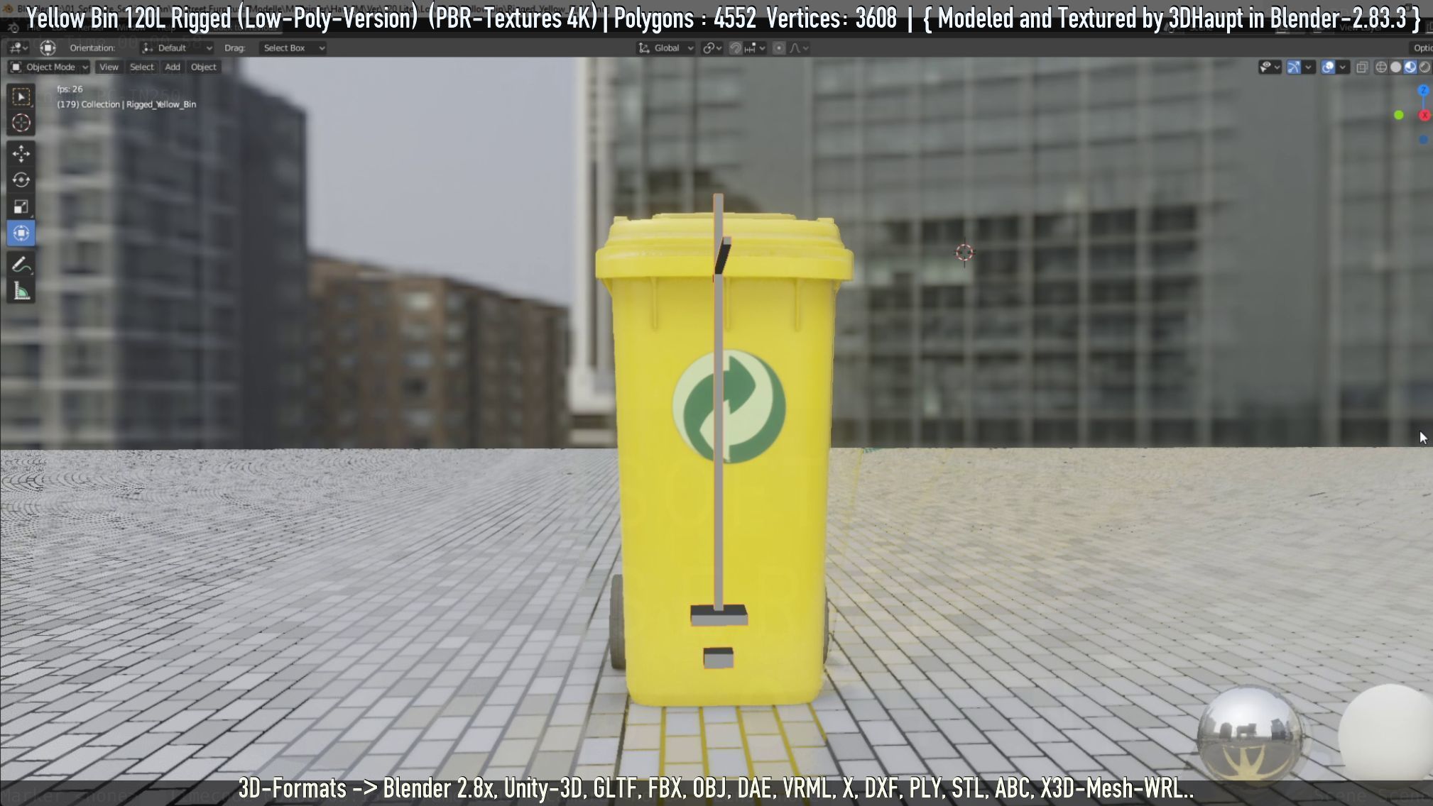Yellow Bin 120L Low-Poly-Version Rigged Low-poly 3D model_19