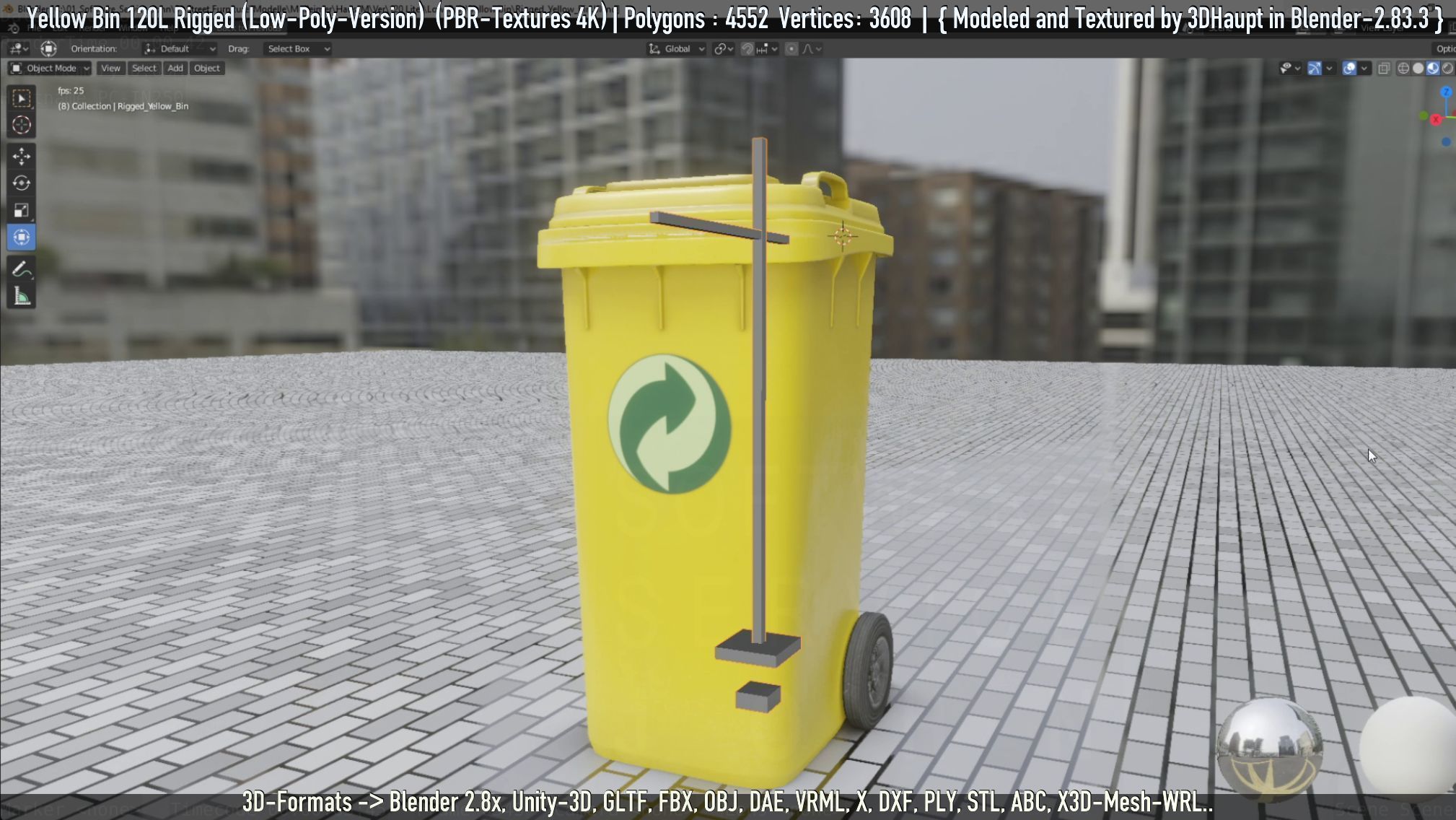 Yellow Bin 120L Low-Poly-Version Rigged Low-poly 3D model_77