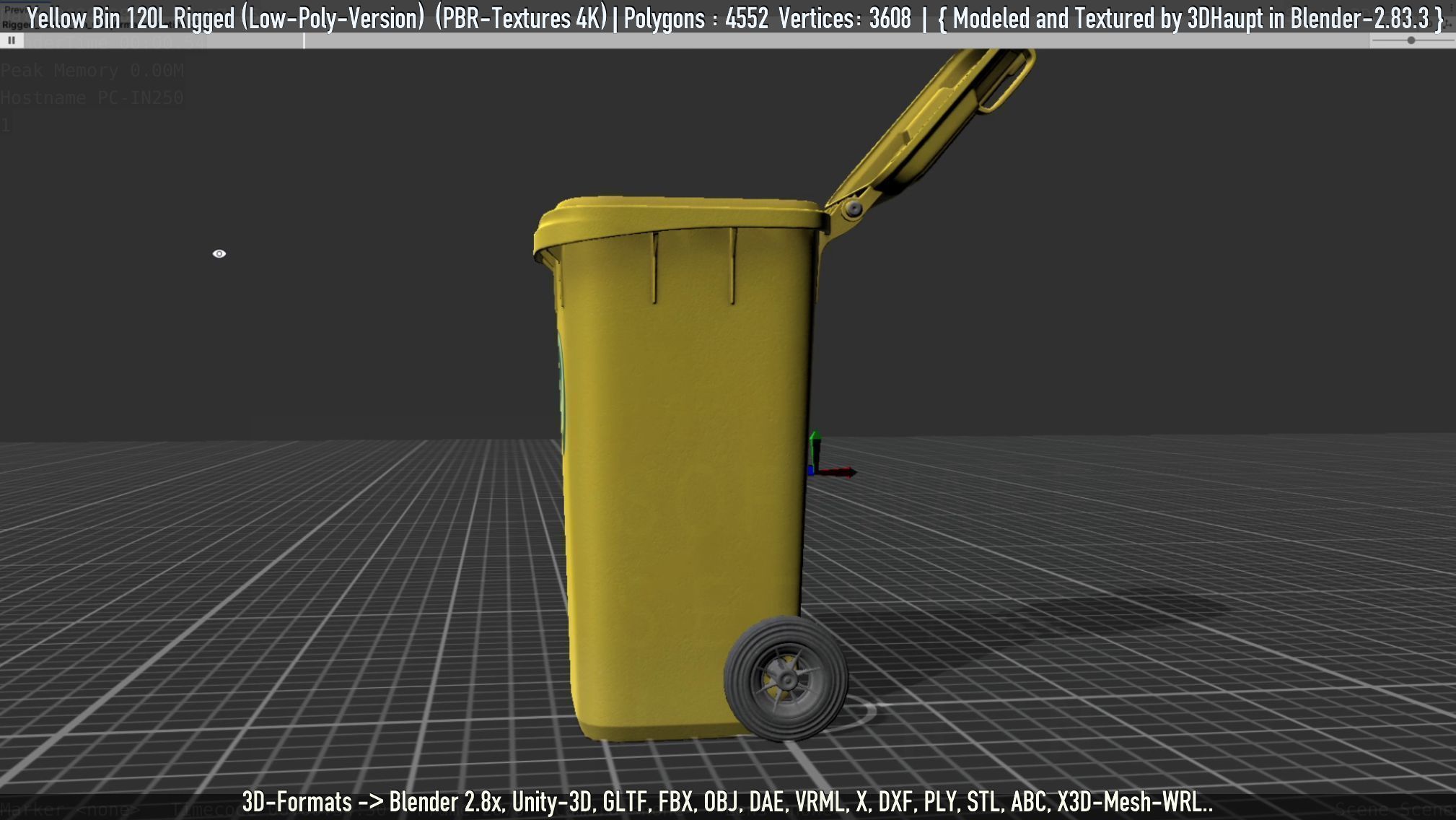 Yellow Bin 120L Low-Poly-Version Rigged Low-poly 3D model_34
