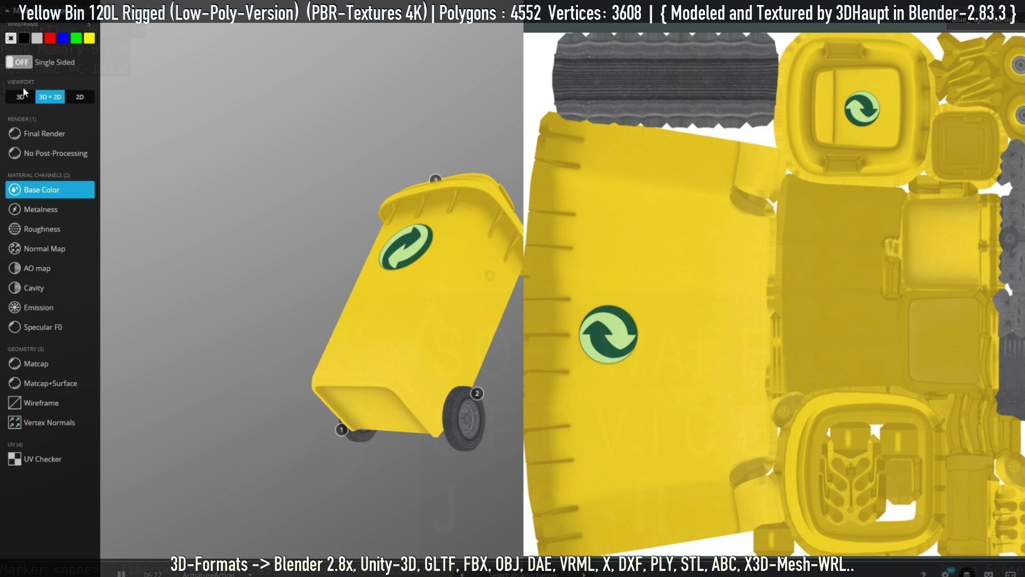 Yellow Bin 120L Low-Poly-Version Rigged Low-poly 3D model_51
