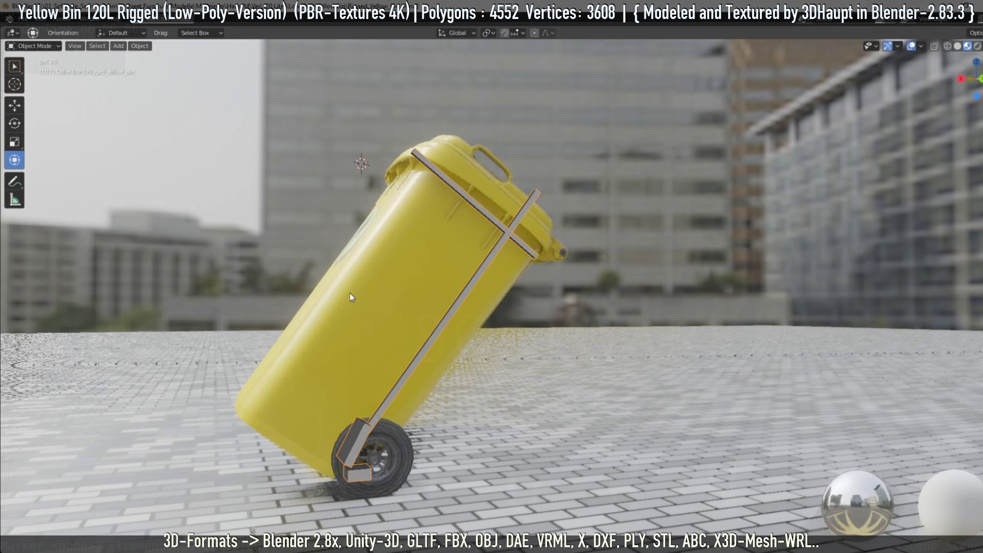 Yellow Bin 120L Low-Poly-Version Rigged Low-poly 3D model_14