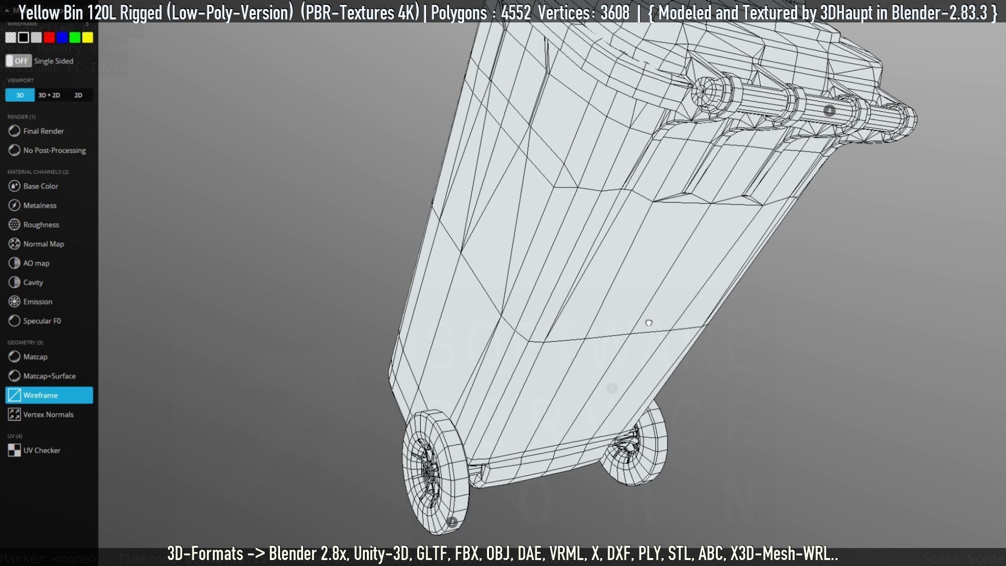 Yellow Bin 120L Low-Poly-Version Rigged Low-poly 3D model_58