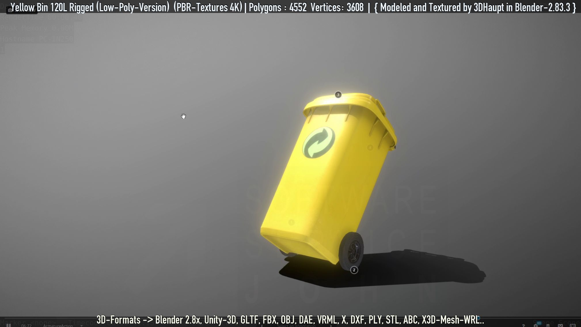 Yellow Bin 120L Low-Poly-Version Rigged Low-poly 3D model_71