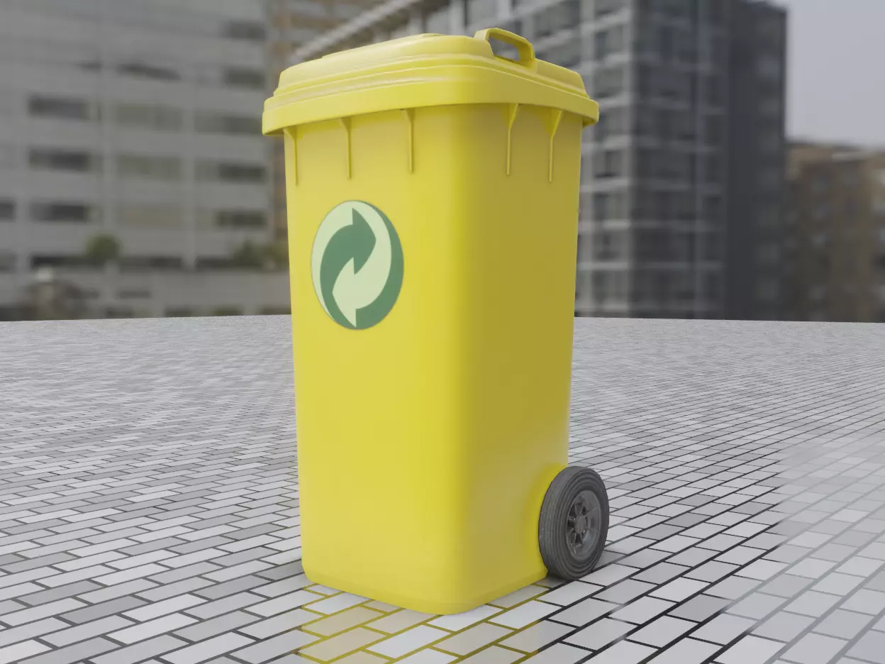 Yellow Bin 120L Low-Poly-Version Rigged Low-poly 3D model_0