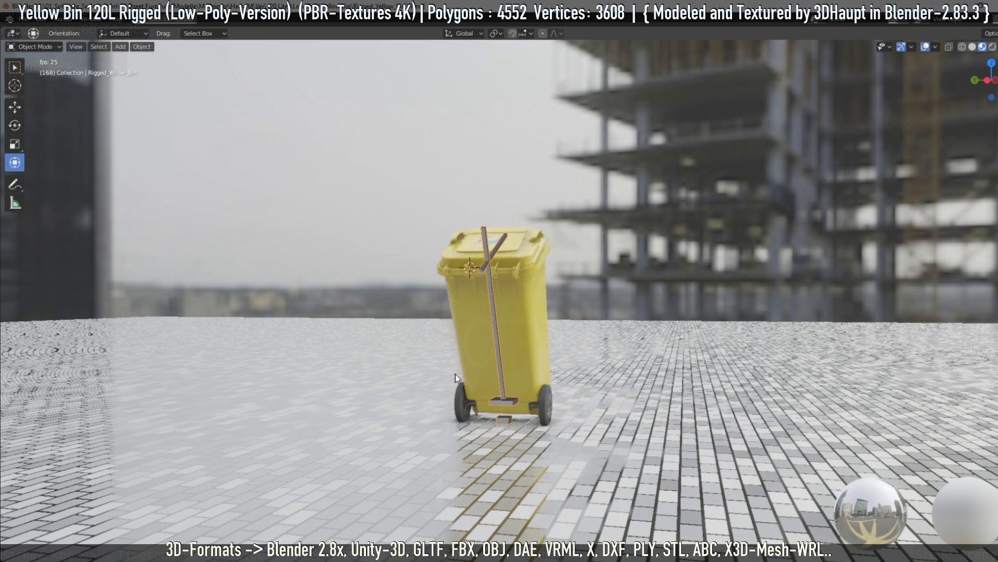 Yellow Bin 120L Low-Poly-Version Rigged Low-poly 3D model_81