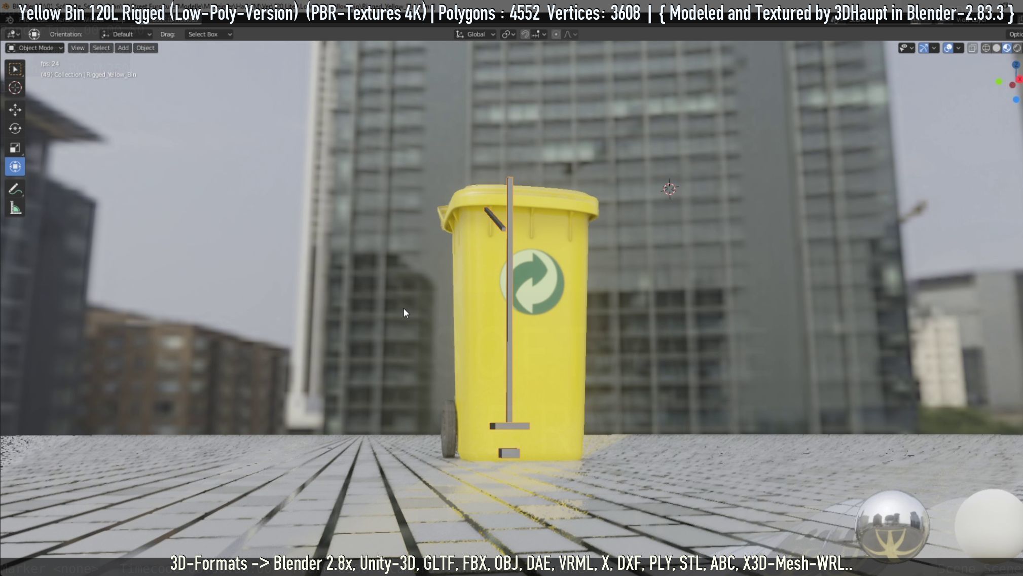 Yellow Bin 120L Low-Poly-Version Rigged Low-poly 3D model_10