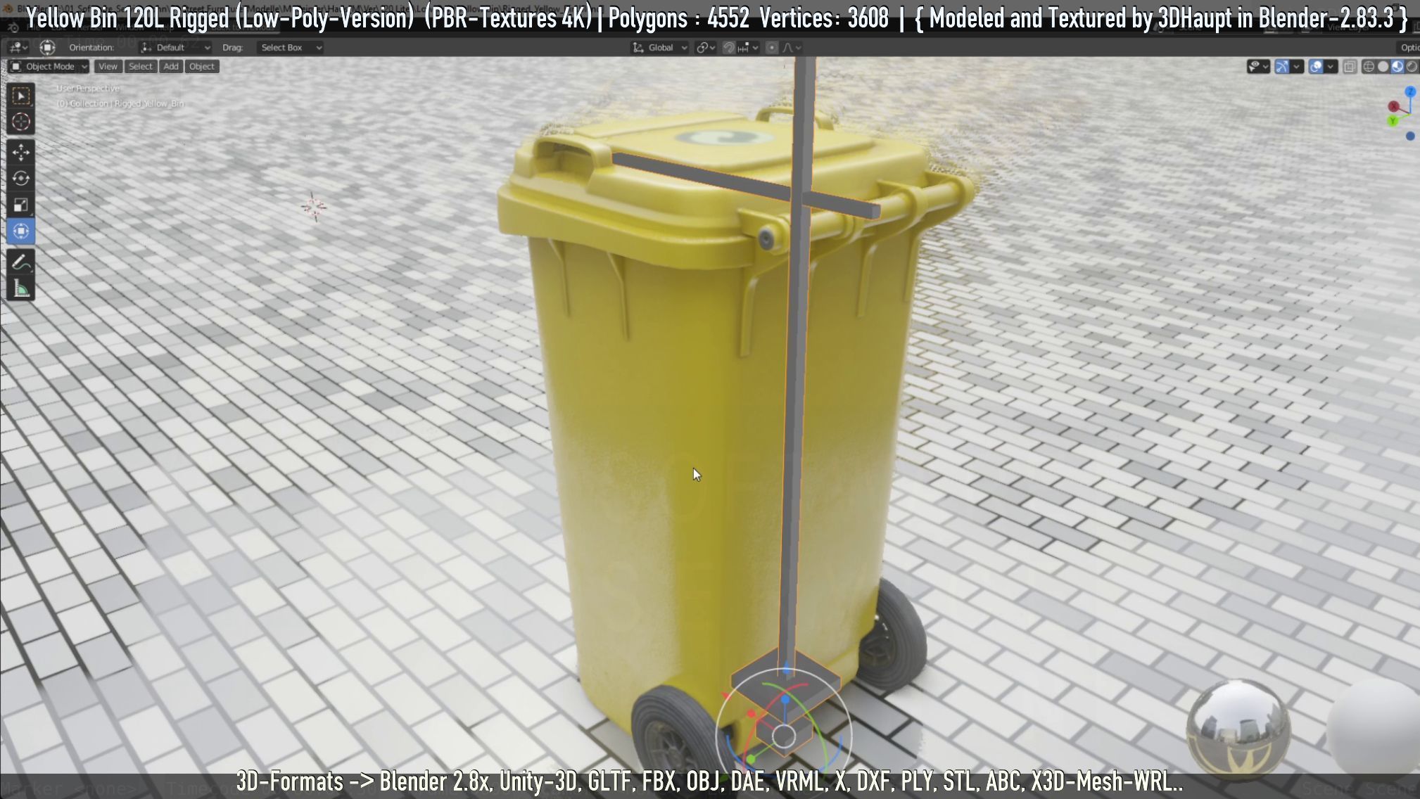 Yellow Bin 120L Low-Poly-Version Rigged Low-poly 3D model_6