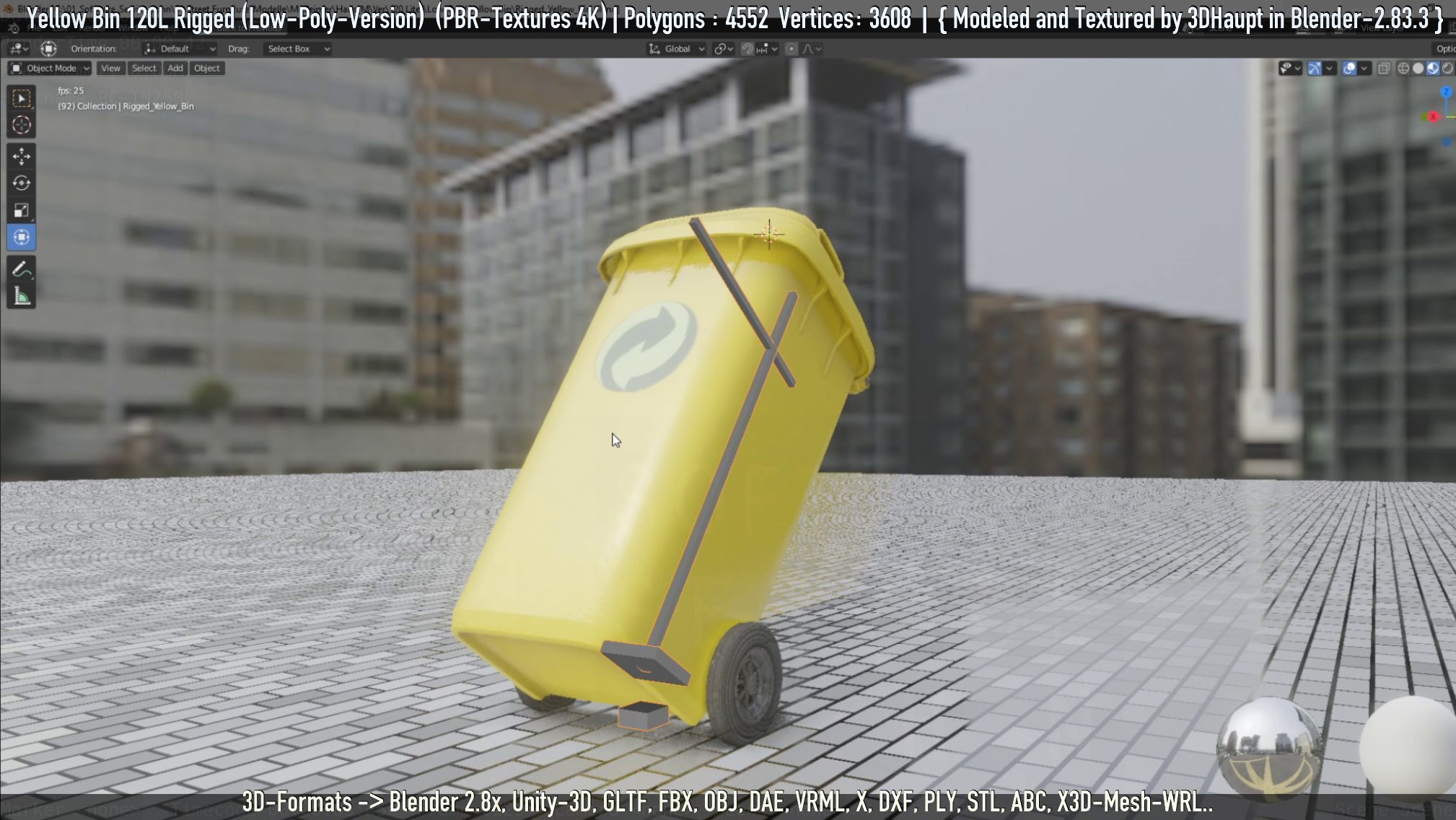 Yellow Bin 120L Low-Poly-Version Rigged Low-poly 3D model_13