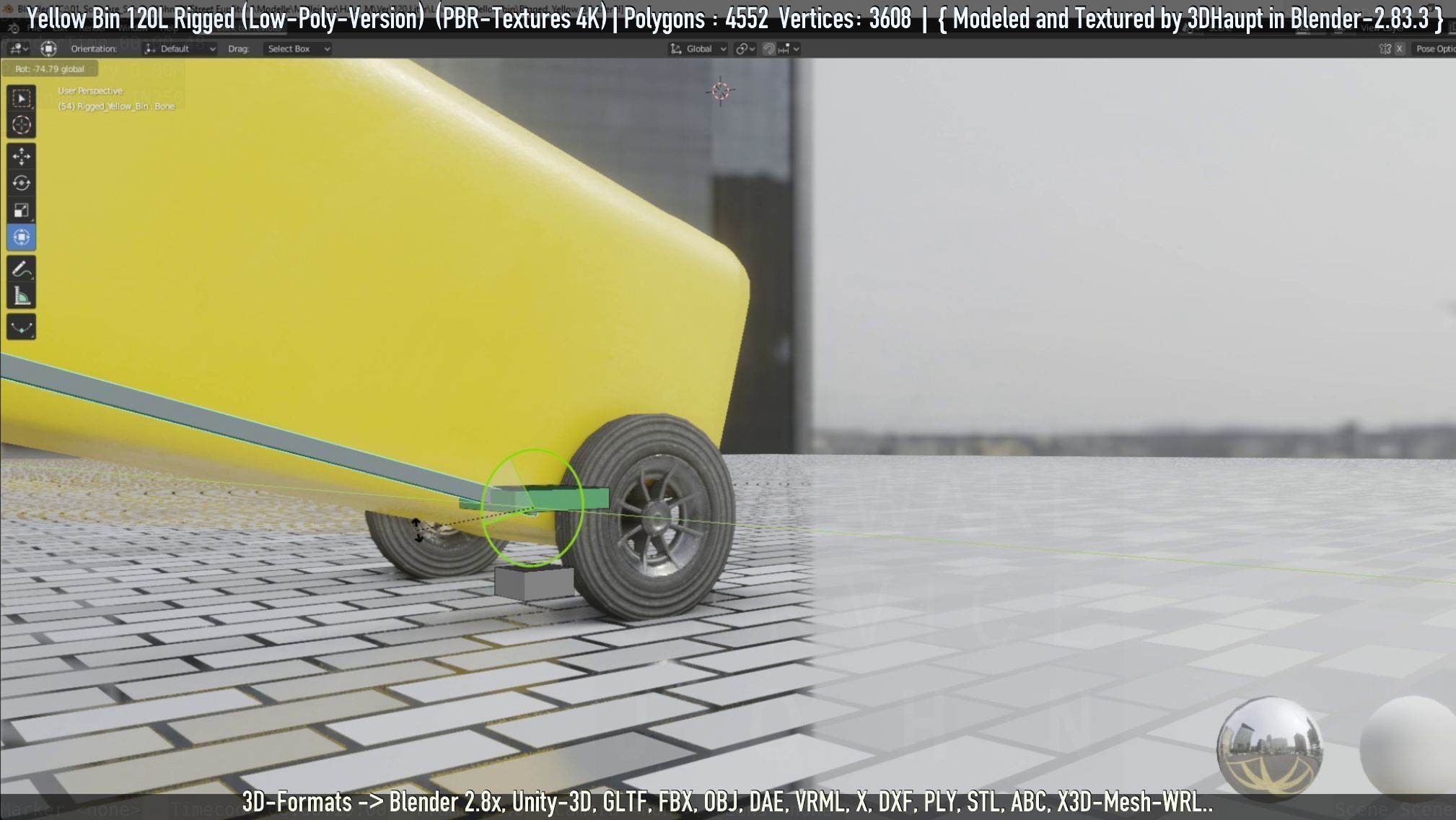 Yellow Bin 120L Low-Poly-Version Rigged Low-poly 3D model_83