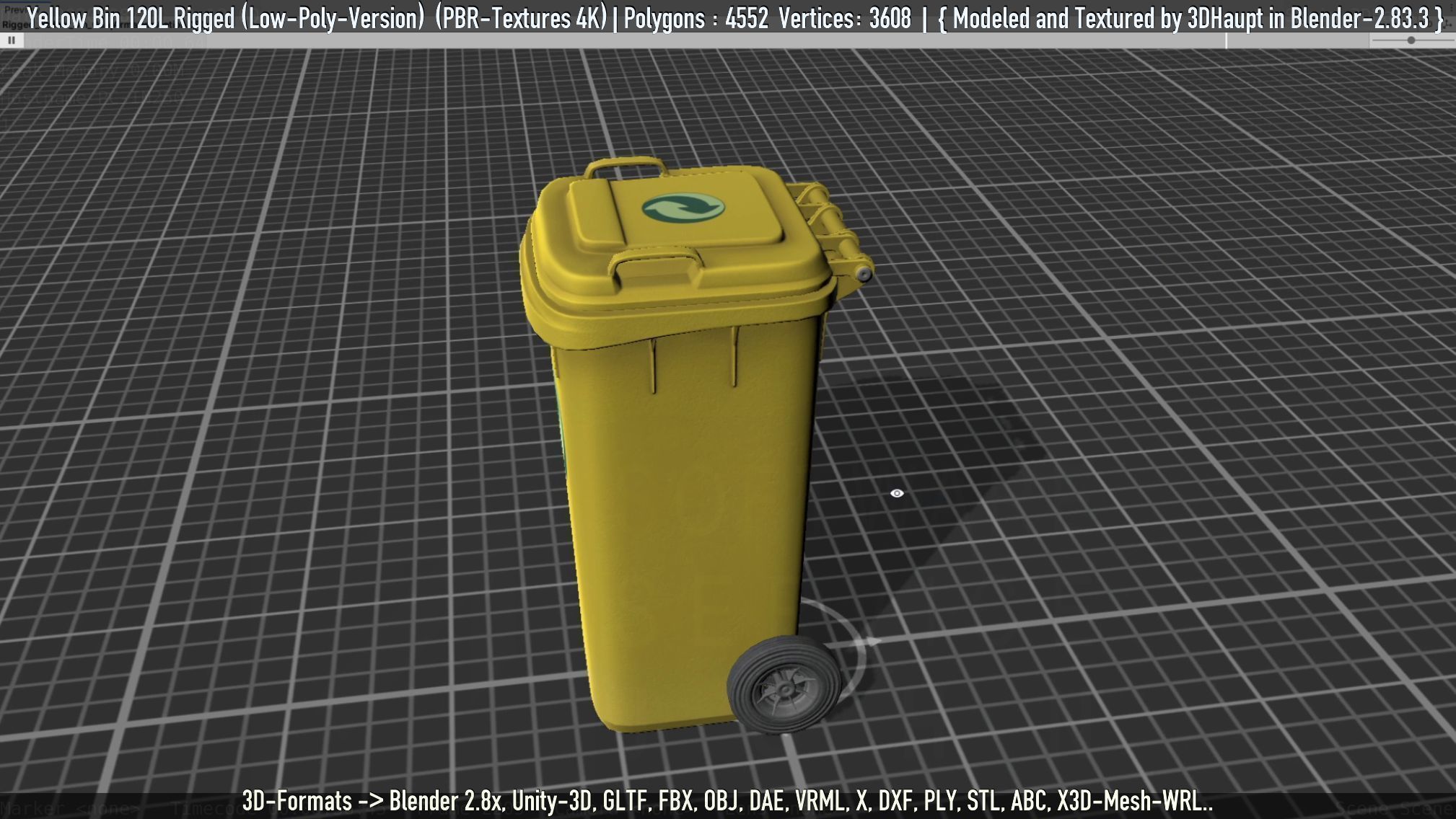 Yellow Bin 120L Low-Poly-Version Rigged Low-poly 3D model_40