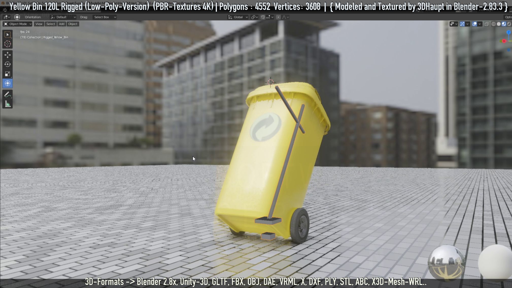 Yellow Bin 120L Low-Poly-Version Rigged Low-poly 3D model_12