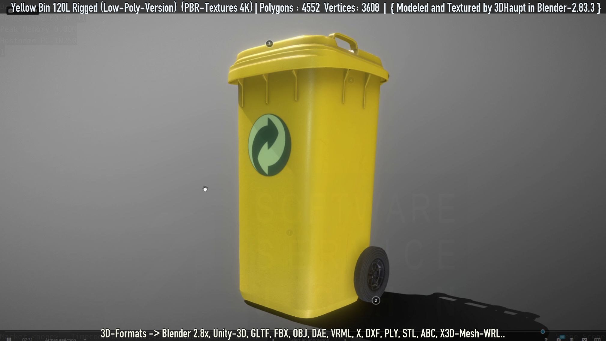 Yellow Bin 120L Low-Poly-Version Rigged Low-poly 3D model_73