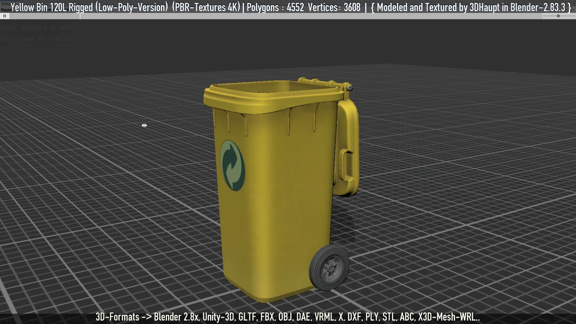 Yellow Bin 120L Low-Poly-Version Rigged Low-poly 3D model_67