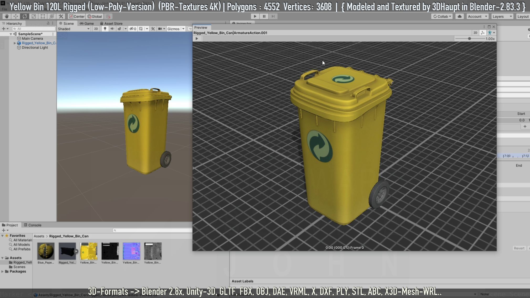 Yellow Bin 120L Low-Poly-Version Rigged Low-poly 3D model_32