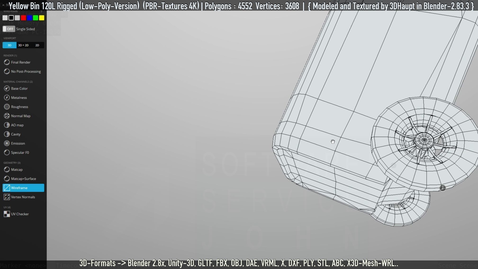 Yellow Bin 120L Low-Poly-Version Rigged Low-poly 3D model_57