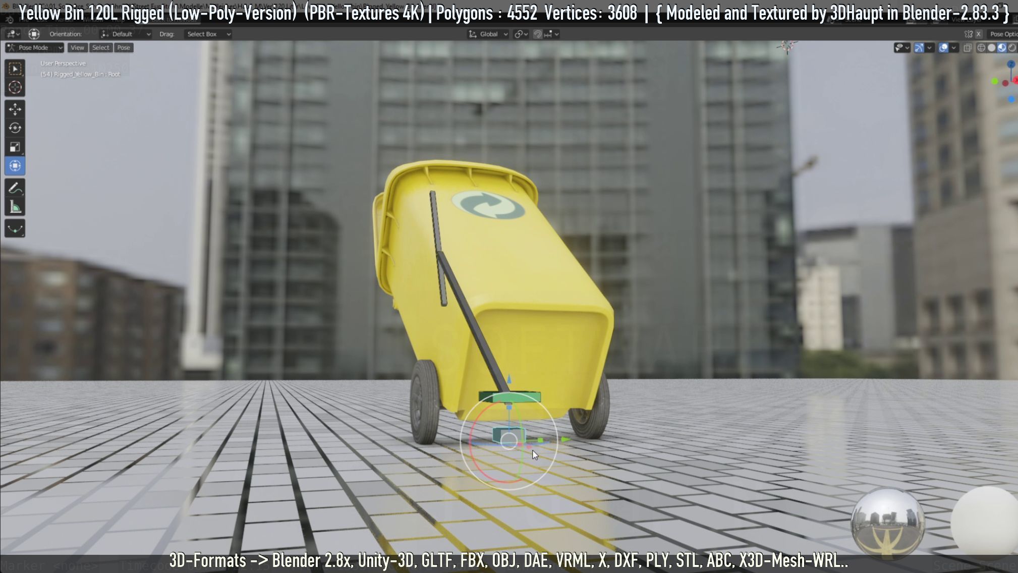 Yellow Bin 120L Low-Poly-Version Rigged Low-poly 3D model_87