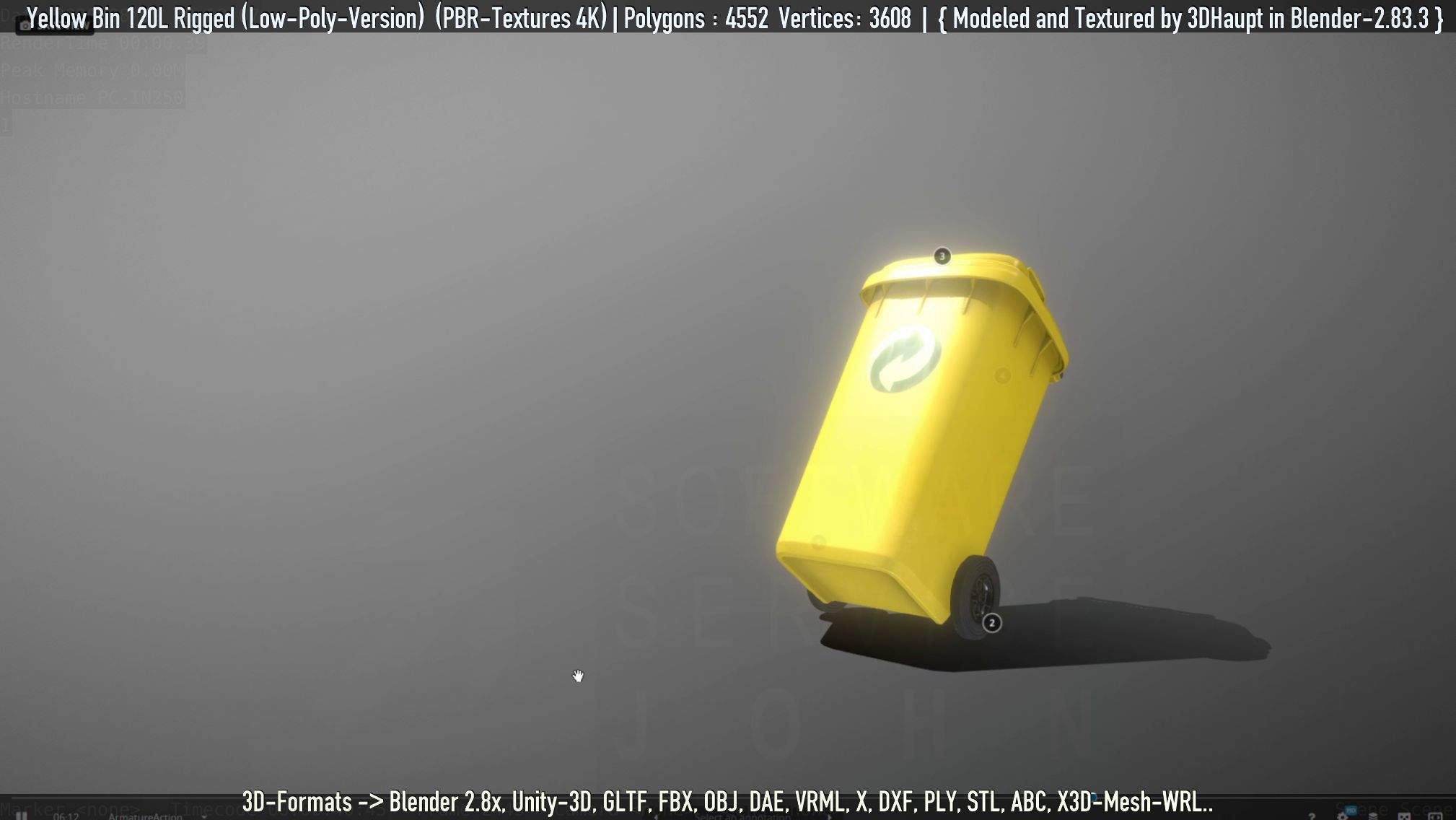 Yellow Bin 120L Low-Poly-Version Rigged Low-poly 3D model_70