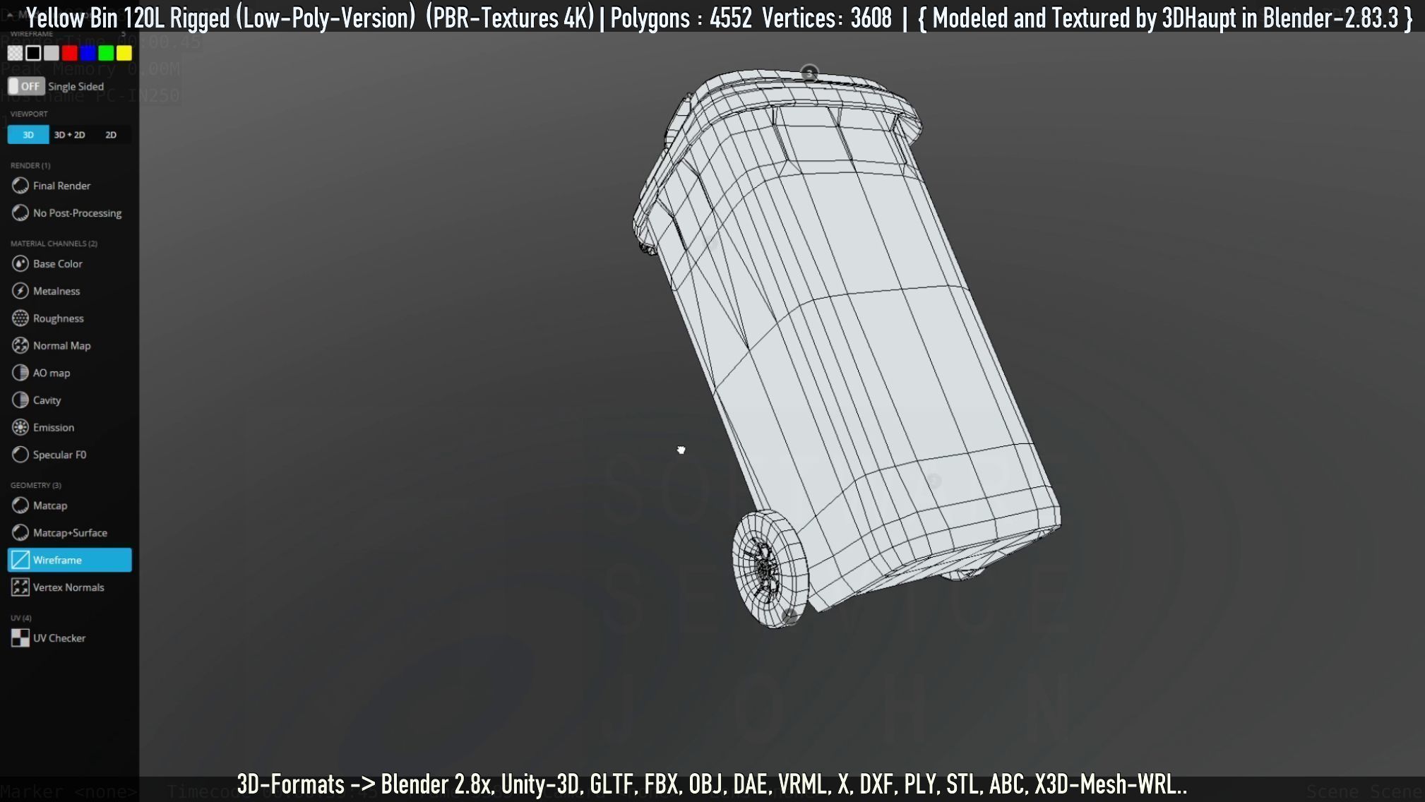 Yellow Bin 120L Low-Poly-Version Rigged Low-poly 3D model_59