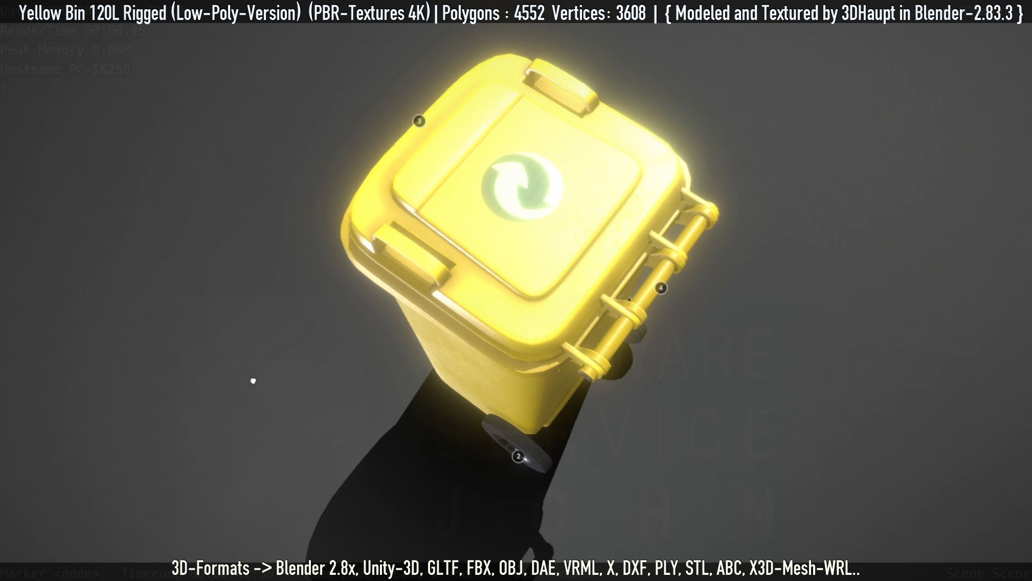 Yellow Bin 120L Low-Poly-Version Rigged Low-poly 3D model_45