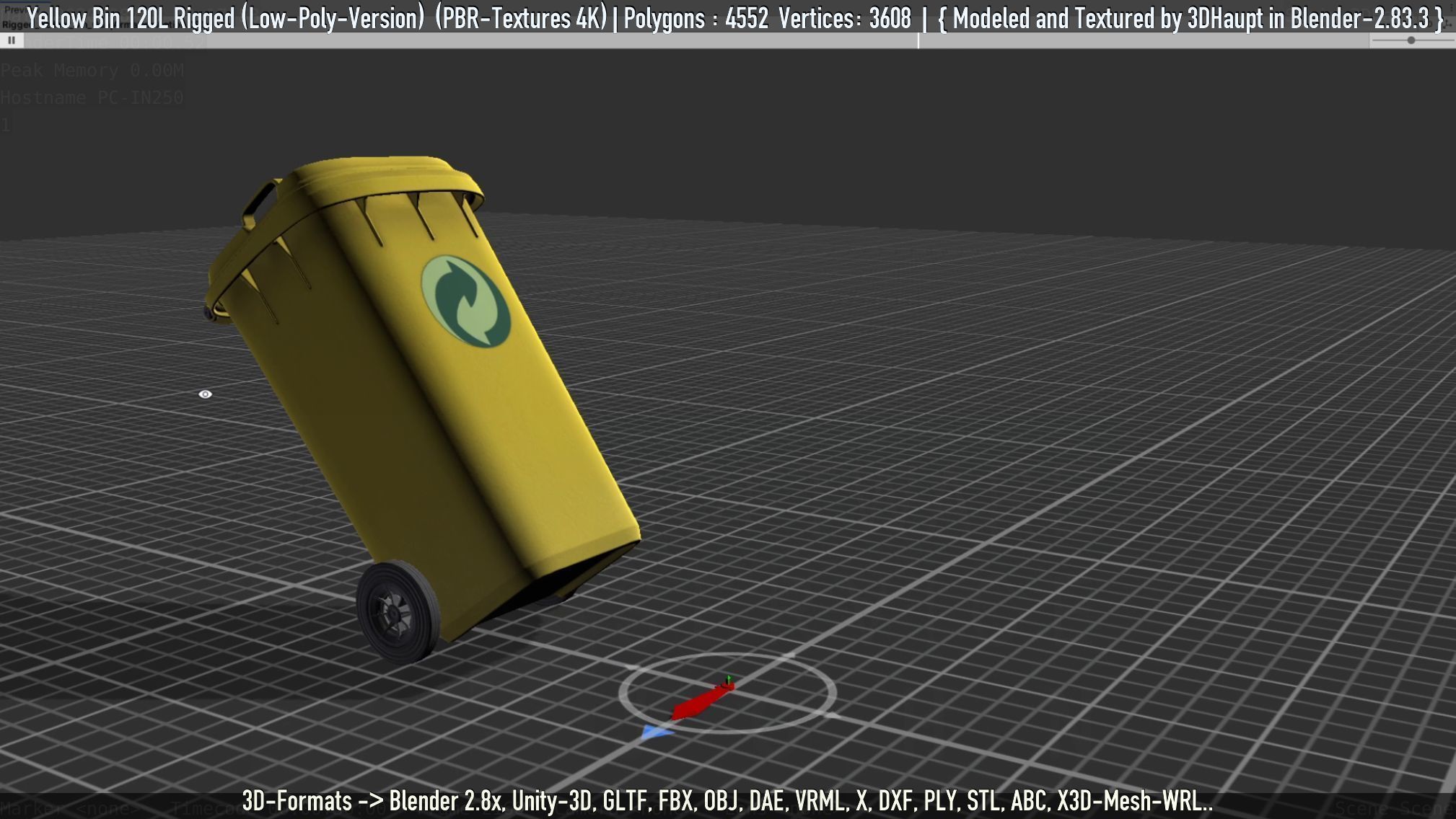 Yellow Bin 120L Low-Poly-Version Rigged Low-poly 3D model_38