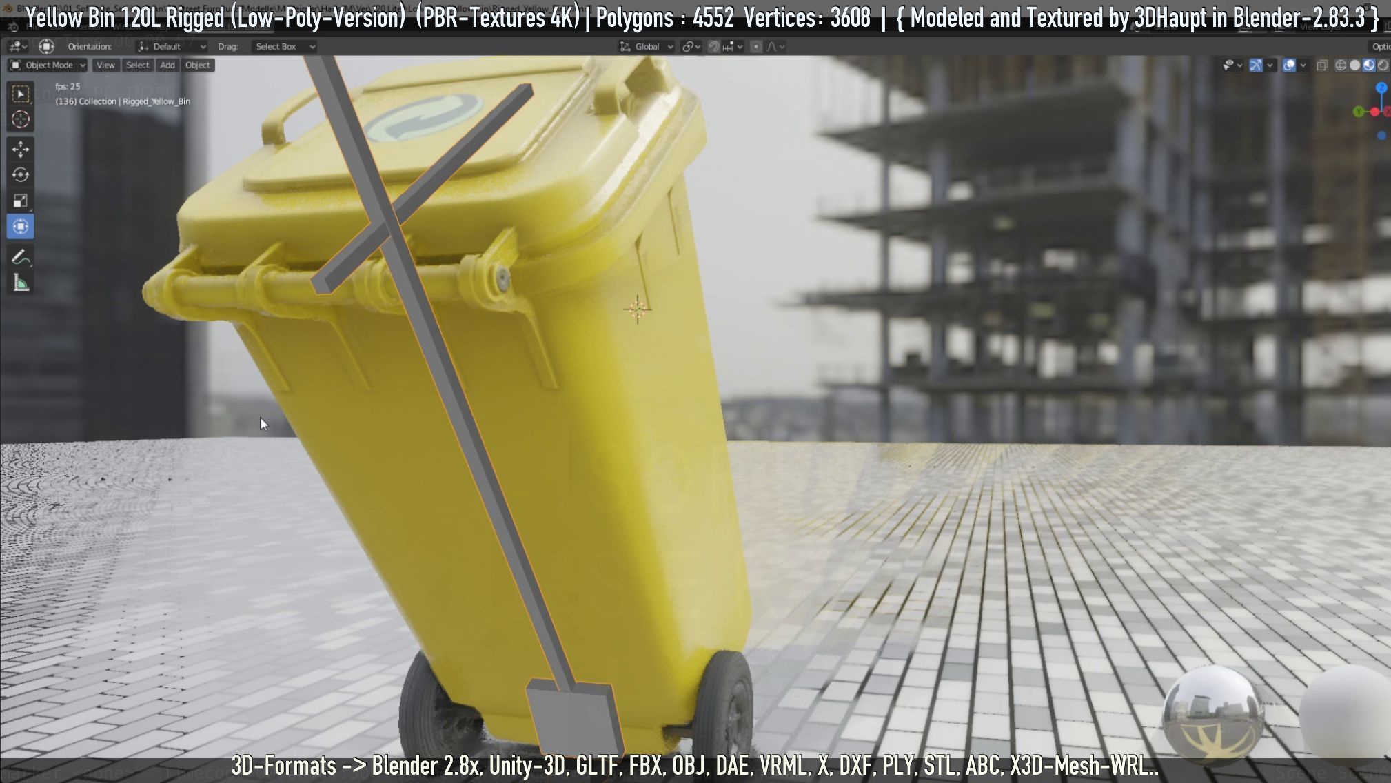 Yellow Bin 120L Low-Poly-Version Rigged Low-poly 3D model_16