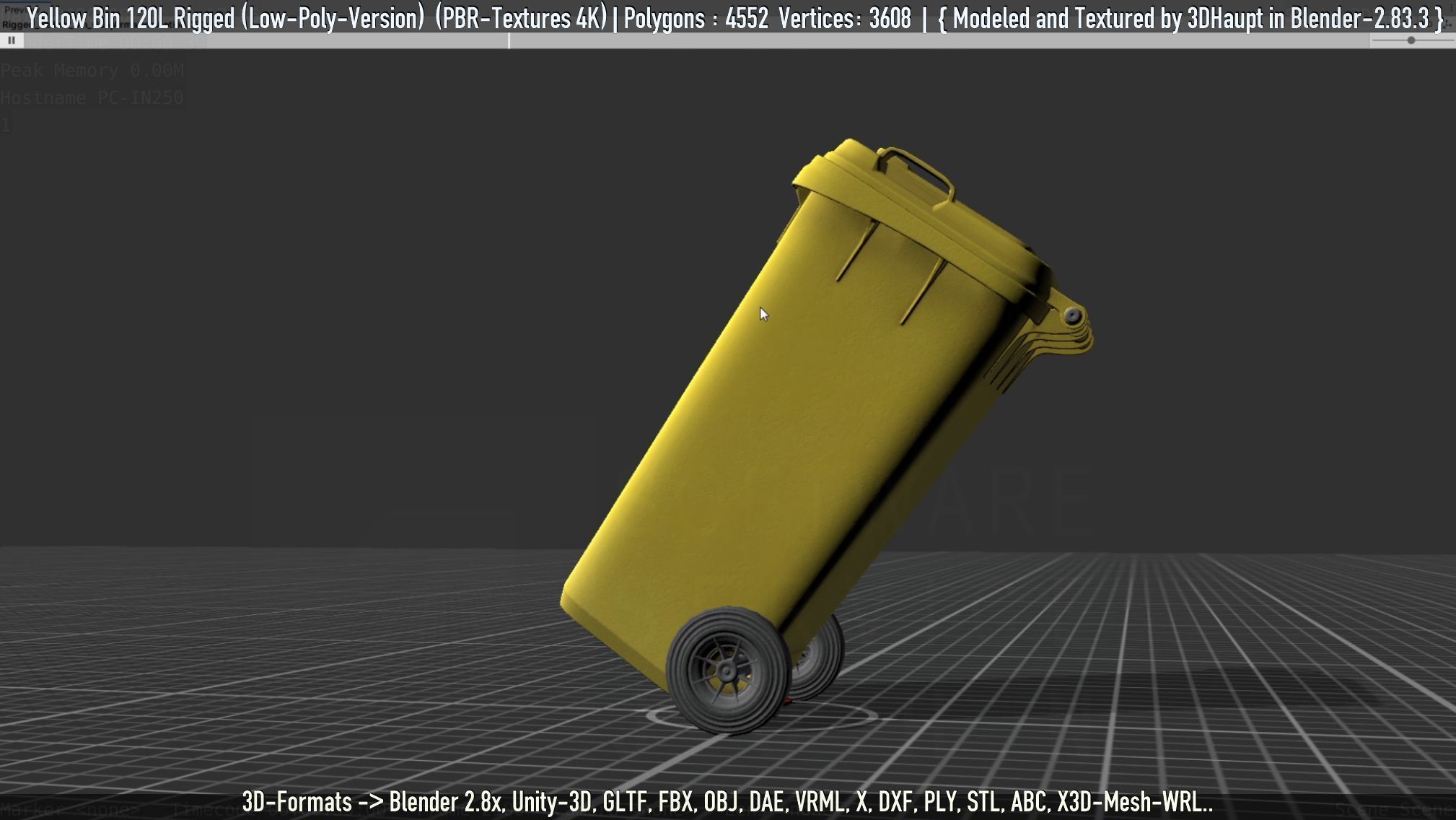 Yellow Bin 120L Low-Poly-Version Rigged Low-poly 3D model_35
