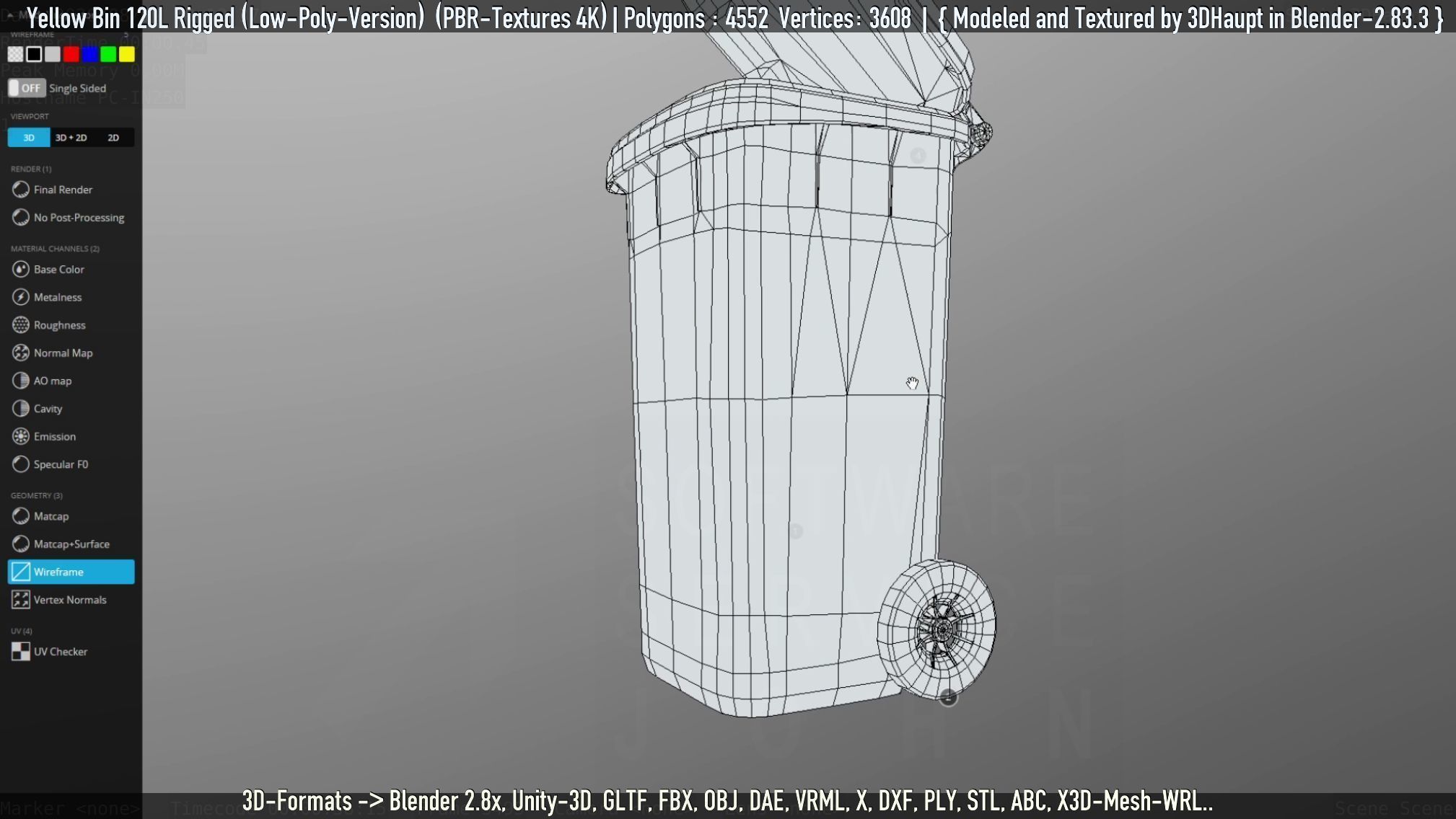 Yellow Bin 120L Low-Poly-Version Rigged Low-poly 3D model_56