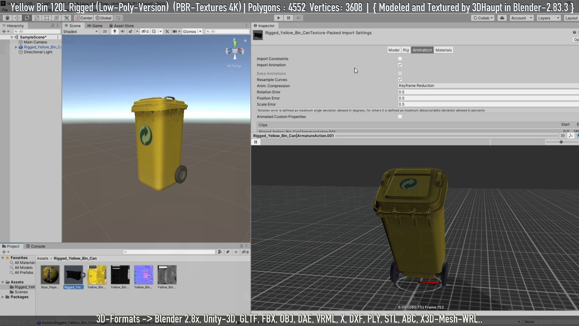 Yellow Bin 120L Low-Poly-Version Rigged Low-poly 3D model_41