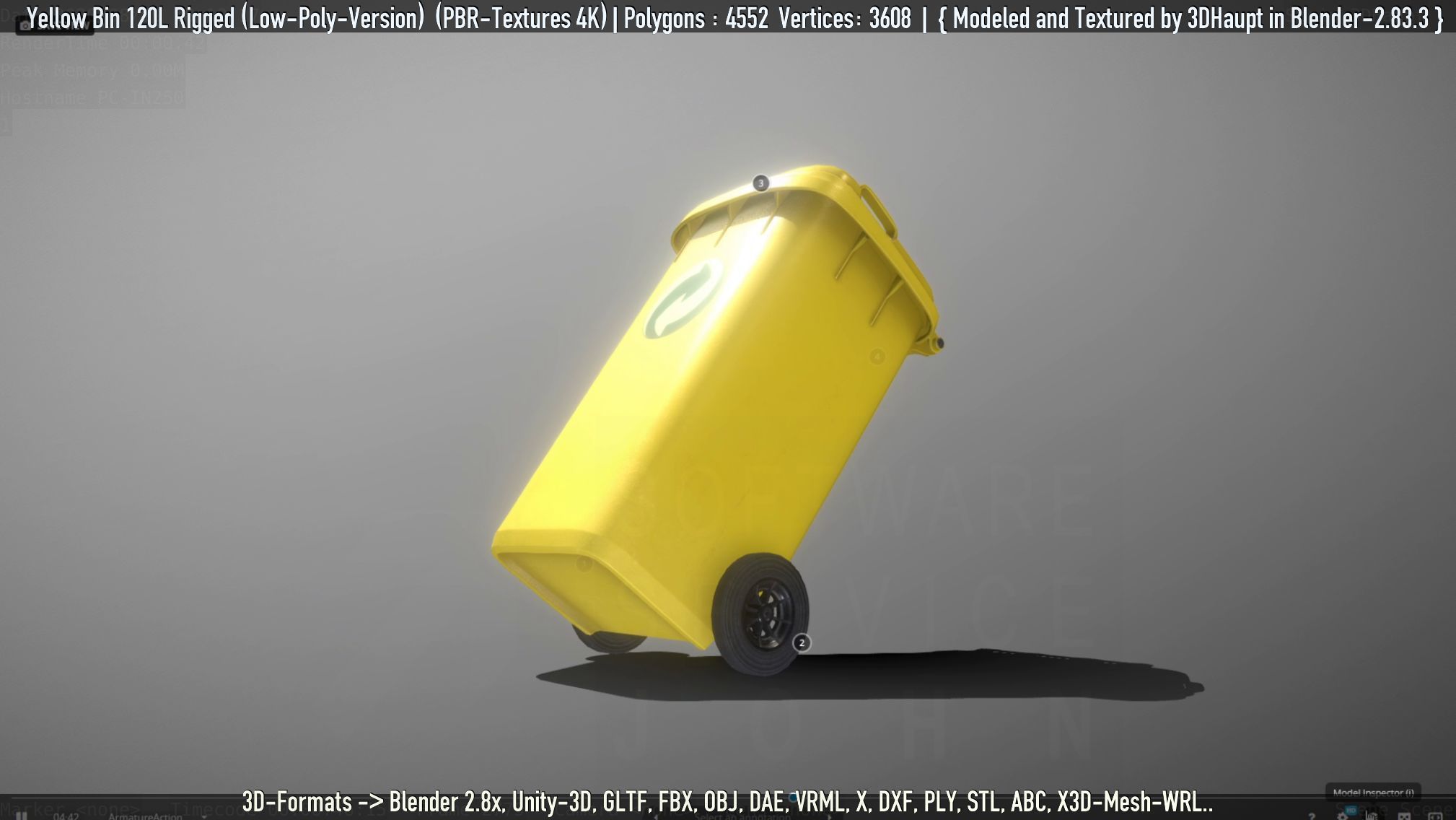 Yellow Bin 120L Low-Poly-Version Rigged Low-poly 3D model_75