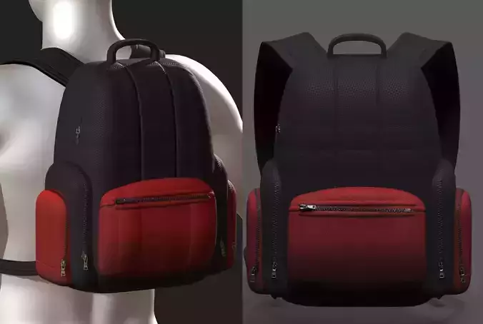 Backpack bag baggage Color 3d low poly Low-poly