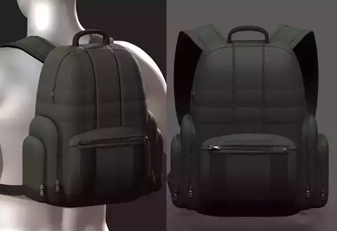 Backpack bag baggage Color 3d low poly Low-poly