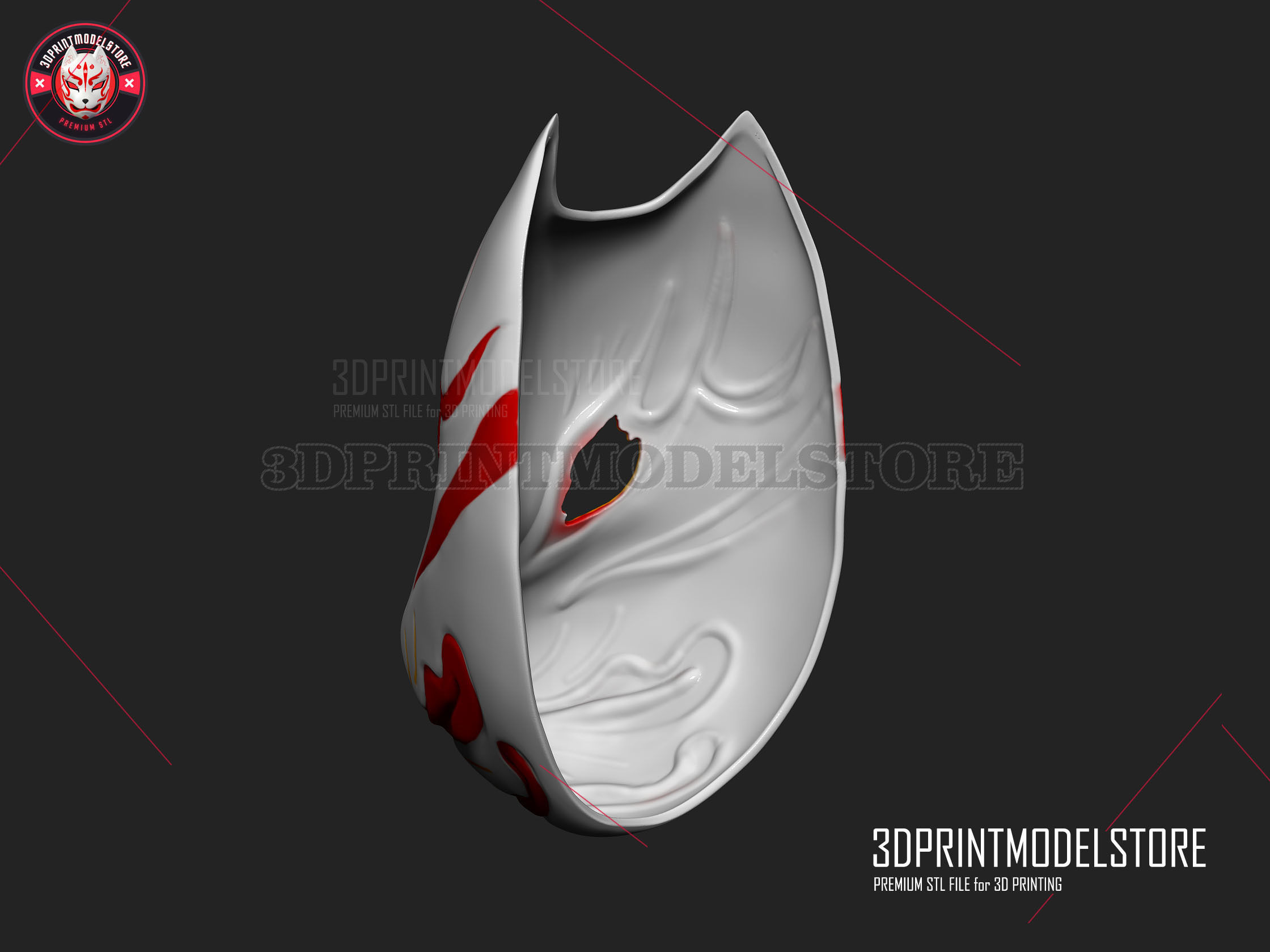 Japanese Kitsune Fox Mask -  Ghost of Tsushima Cosplay Halloween 3D print model_4