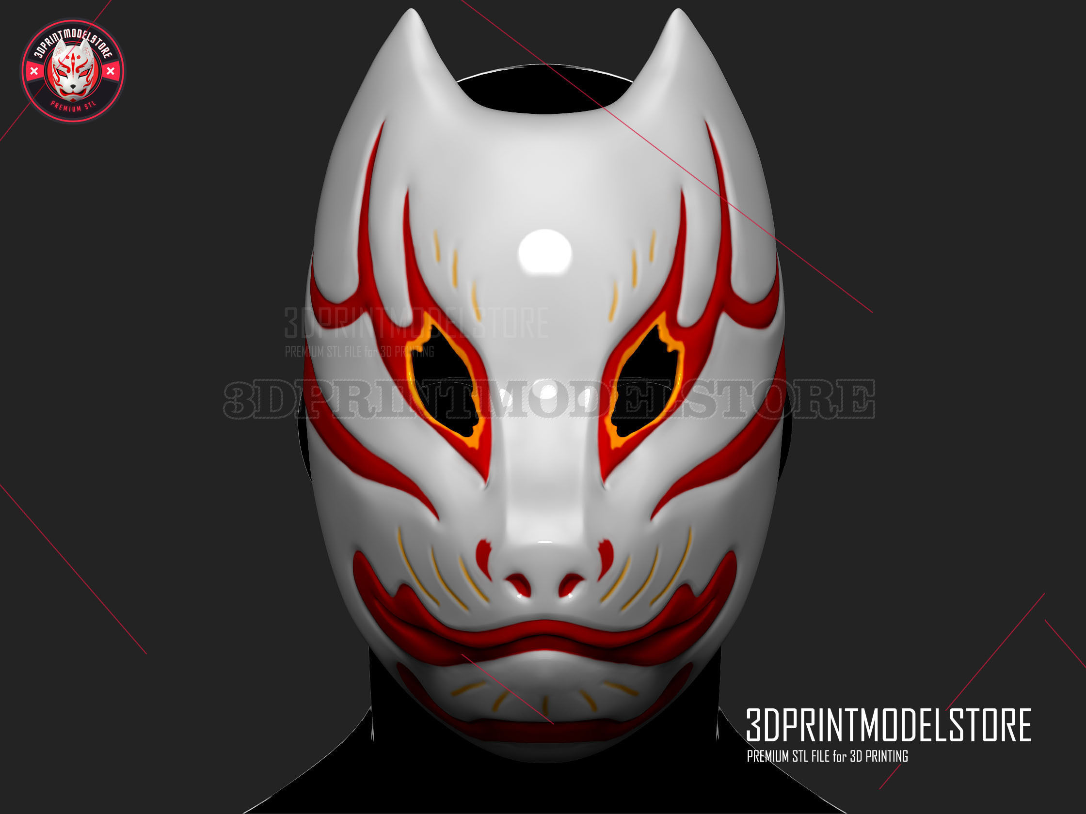 Japanese Kitsune Fox Mask -  Ghost of Tsushima Cosplay Halloween 3D print model_1