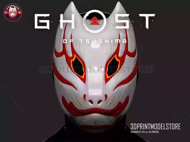 Japanese Kitsune Fox Mask -  Ghost of Tsushima Cosplay Halloween 3D print model