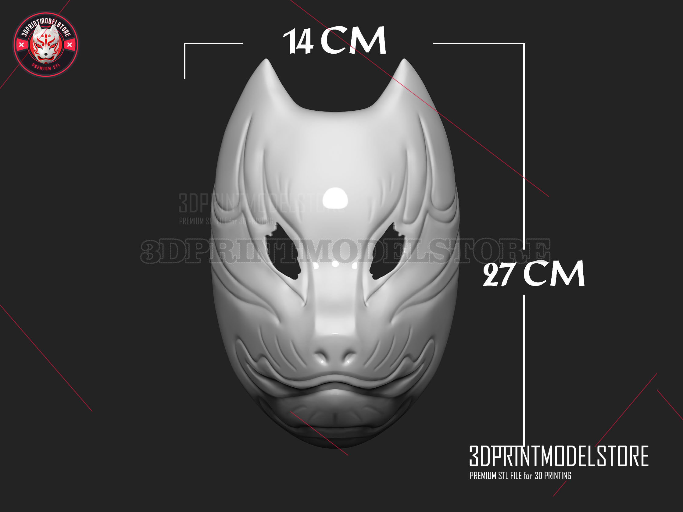 Japanese Kitsune Fox Mask -  Ghost of Tsushima Cosplay Halloween 3D print model_6
