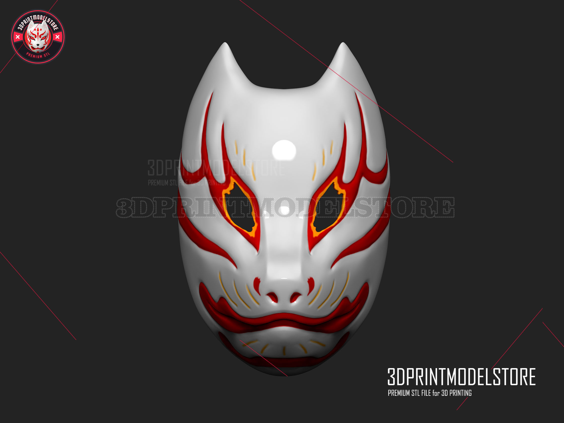 Japanese Kitsune Fox Mask -  Ghost of Tsushima Cosplay Halloween 3D print model_2