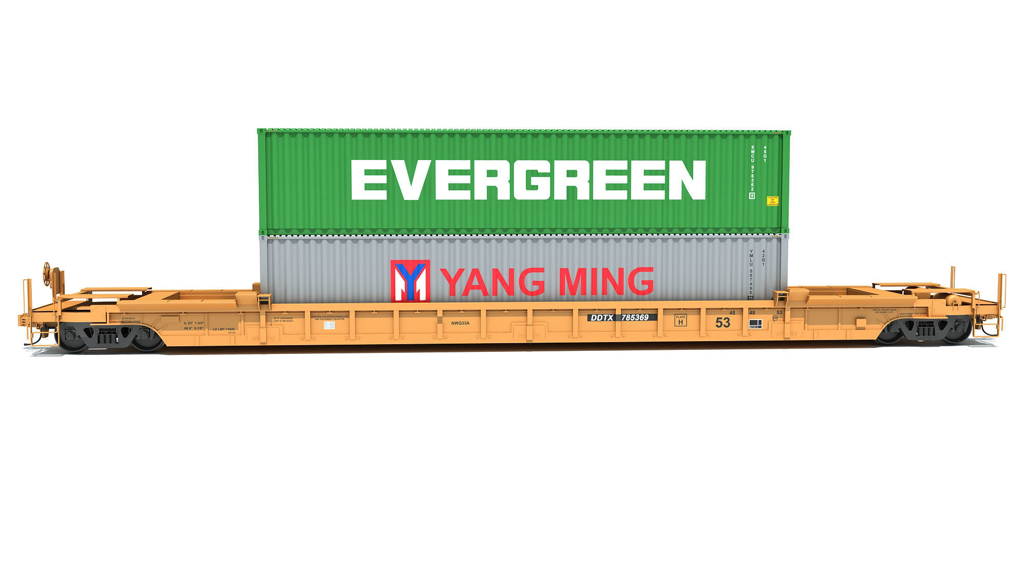 Train Car with Containers 3D model_1
