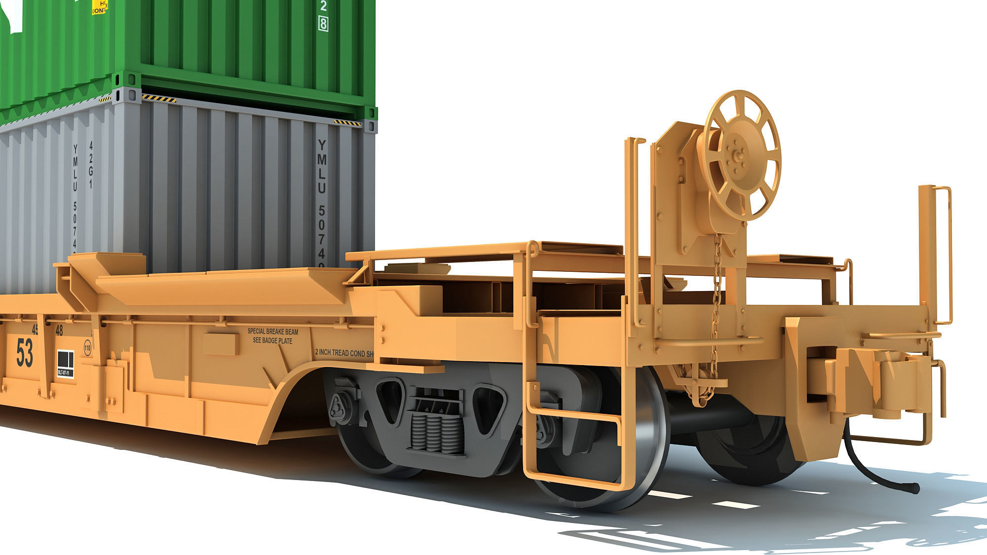 Train Car with Containers 3D model_10