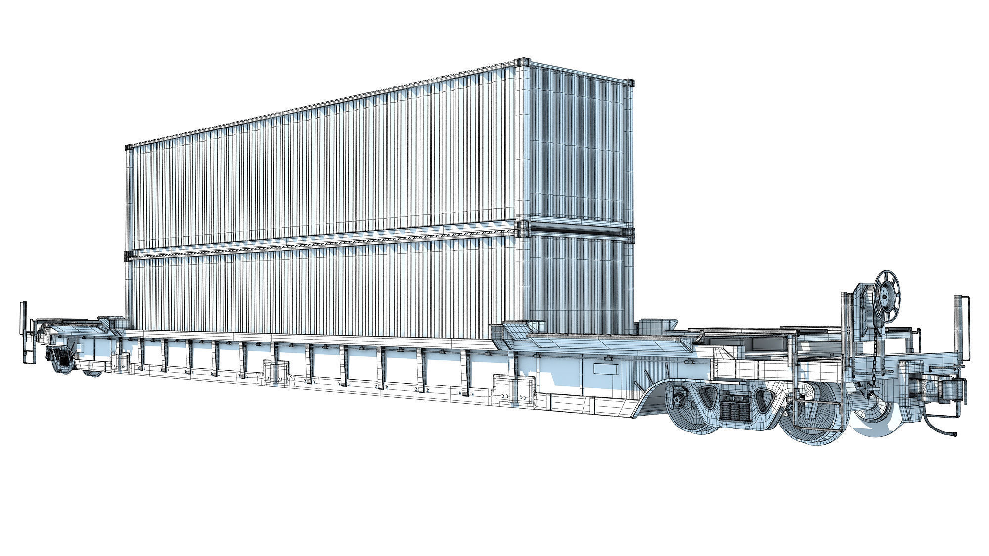 Train Car with Containers 3D model_17