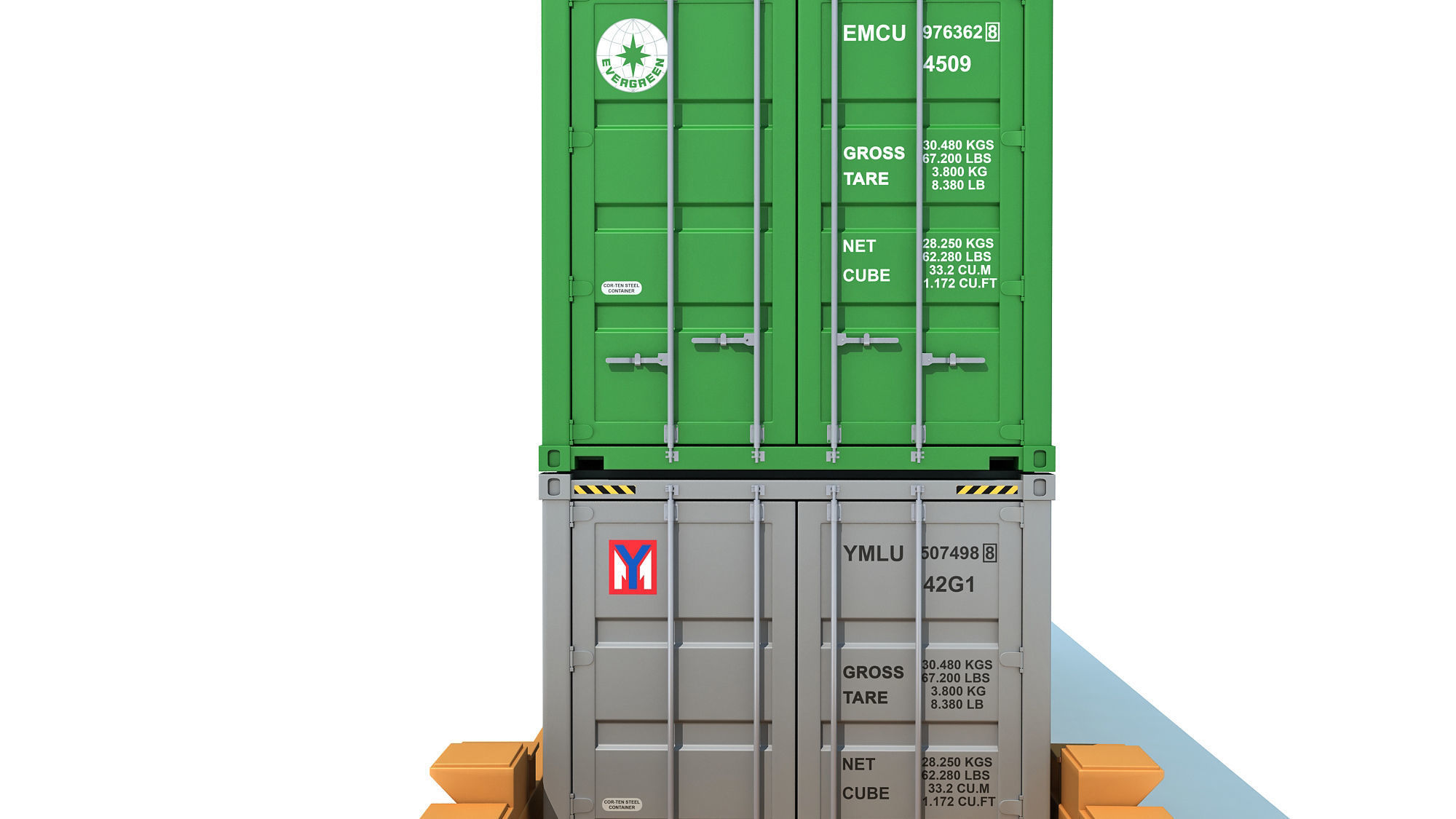 Train Car with Containers 3D model_9